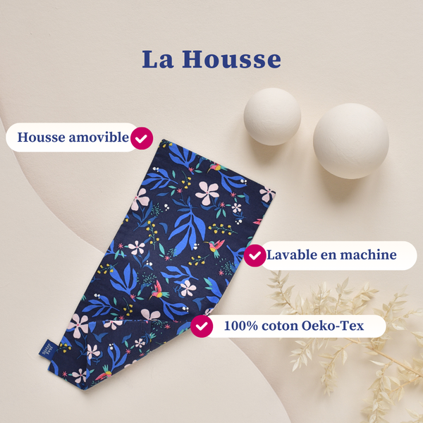 Bouillotte sèche & Housse - Graines de lin bio - Colibri Marine