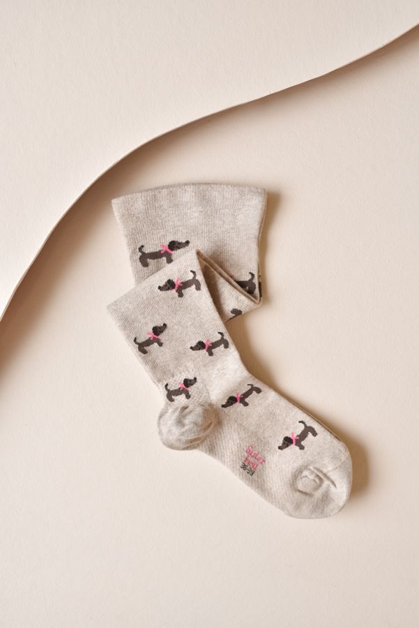 Chaussette de compression beige à motif teckels